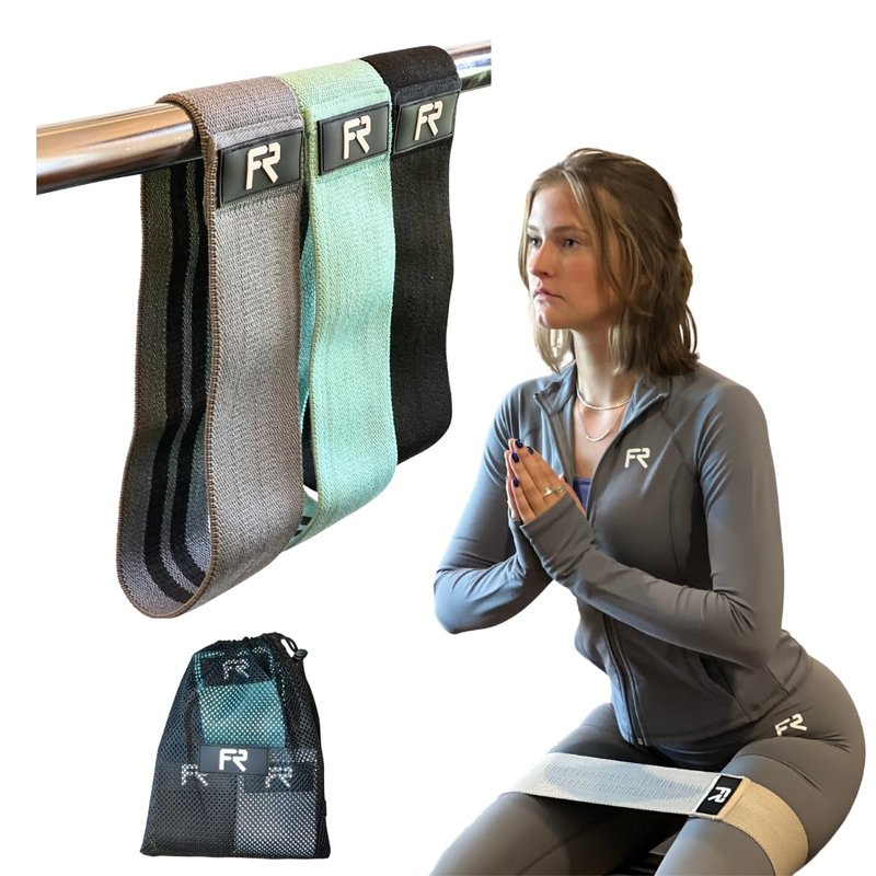 Resistance Bands Set with Carry Bag, 3 Pieces (Beige)