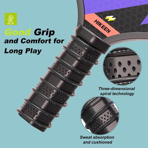 Hikeen Pickleball Paddles Sets of 4, Anti-Slip Grip bLightweight Pickleball Racket for Beginners with 1 Carrying Bag & 4 Pickleball Balls for Outdoor/Indoor Use