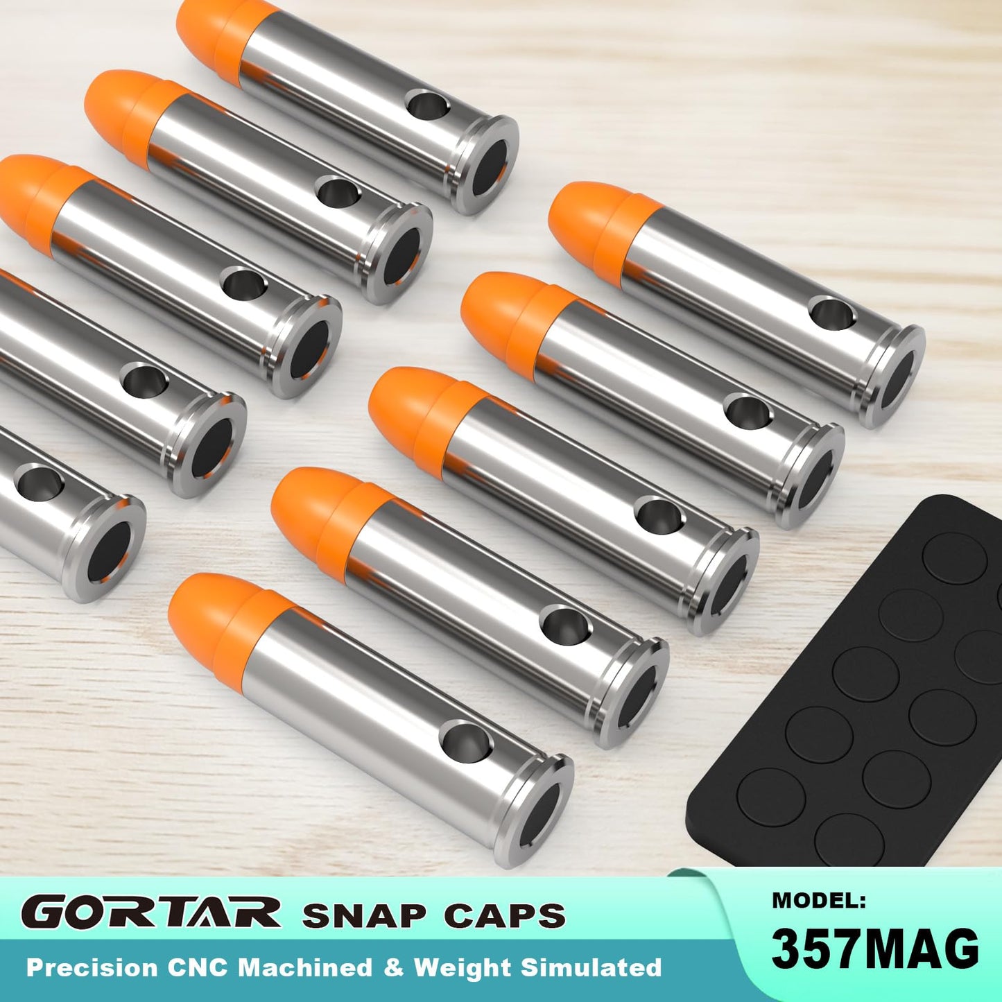 GORTAR 357 MAG Snap Caps Training Dummy Rounds Practice Safe Loading Firing Close to Real Weight -10 Pcs