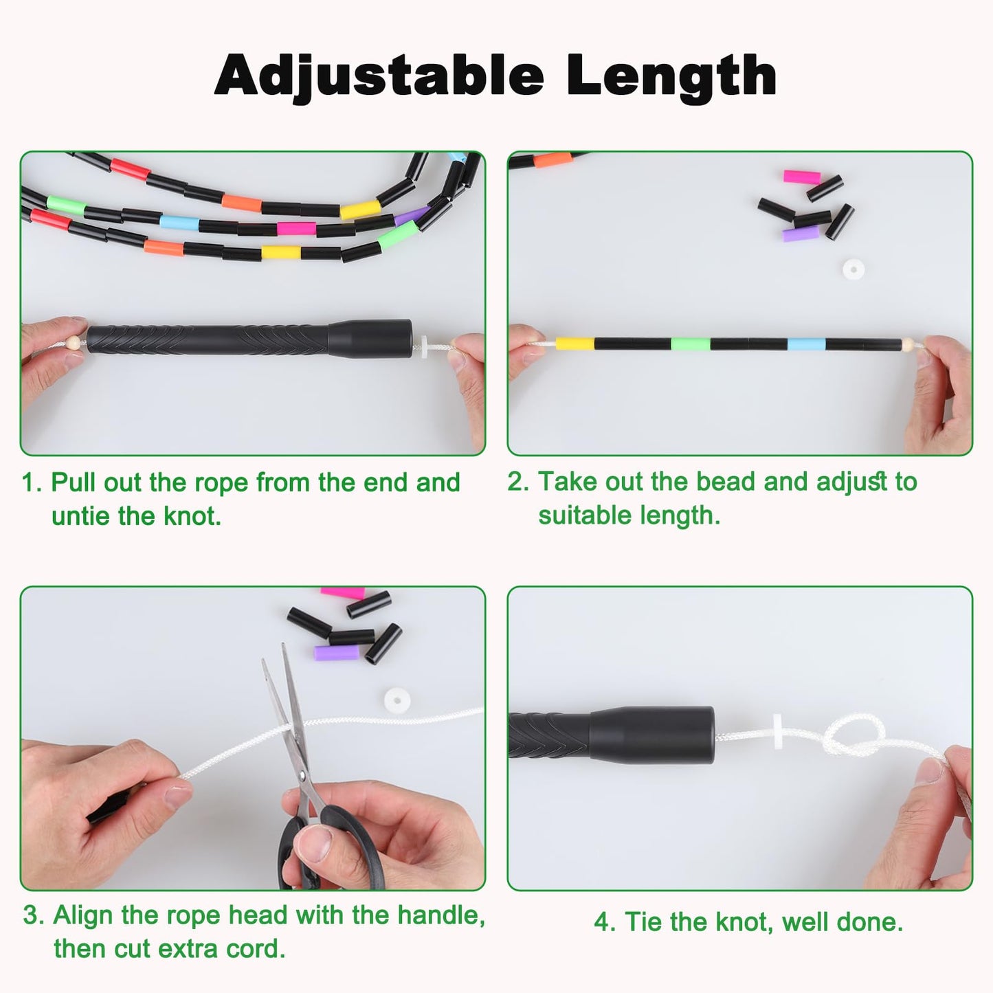 16.5FT Double Dutch Jump Ropes for Adults Kids, Rainbw Long Jump Rope, Beaded Jump Rope for Fitness, Segmented Skipping Ropes for Exercise Training, Tangle-Free (Black-2Pcs)