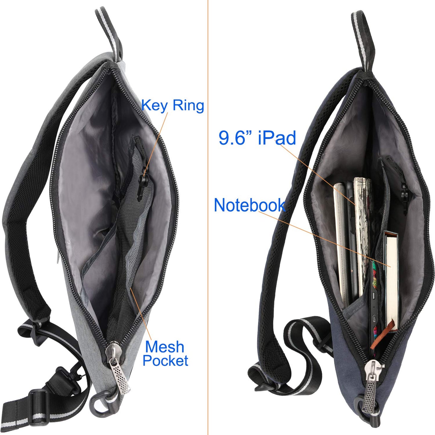 Vanlison Nylon Crossbody Sling Bag Backpack Chest Shoulder Bag for Men Women (C-Navy)
