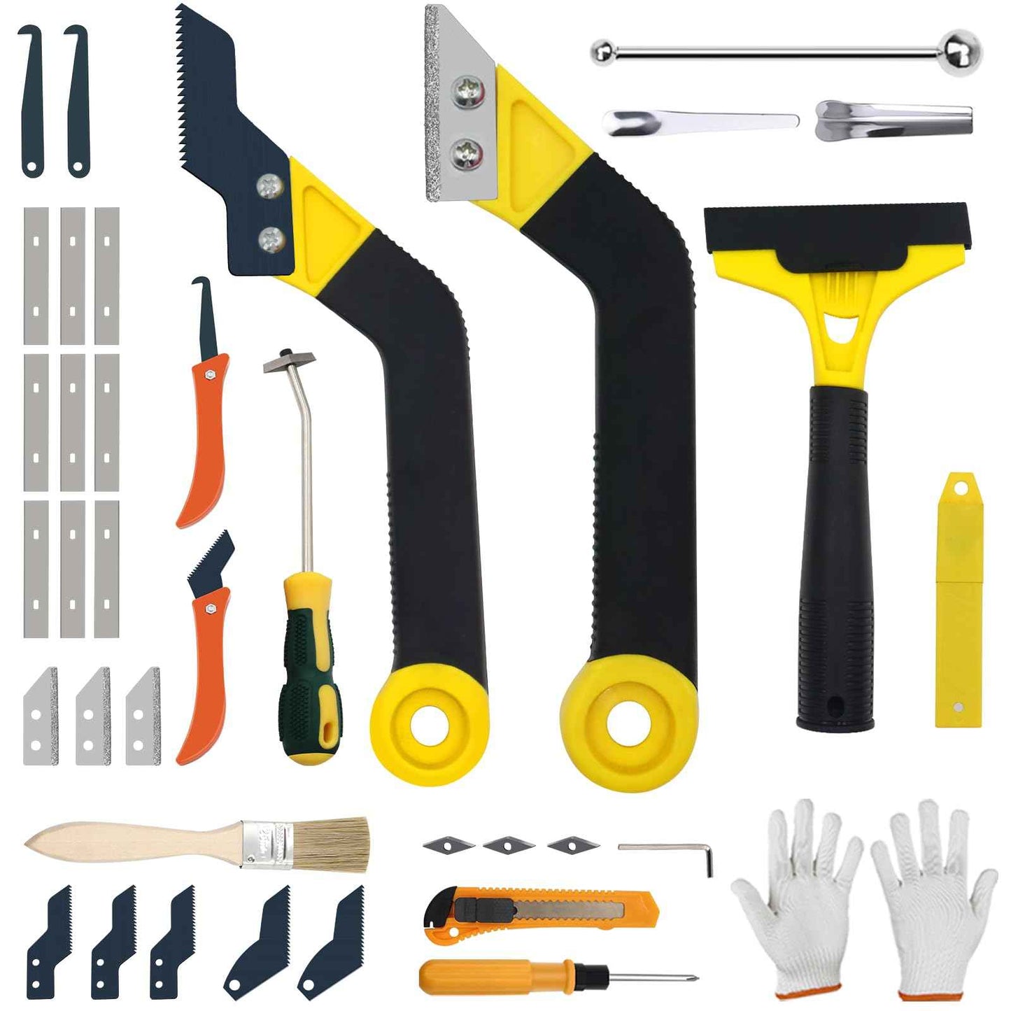 xoermioy 37 Pack Grout Removal Tool Kit, 3 Tile Grout Saws with 20 Extra Cleaning Blades, Hand Grout Saw and Caulk Remover Tool for Bathroom Showers, Ideal for Tile Grout Gap Cleaning and Repair