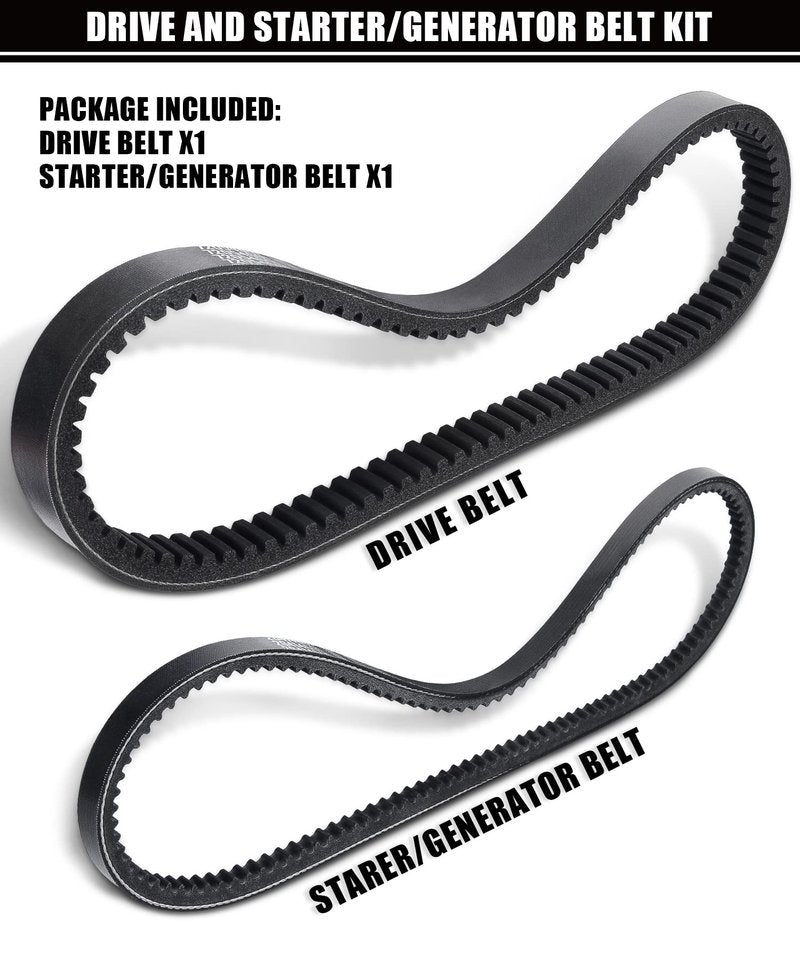 Geggkake EZGO Drive Belt & Starter Generator Belt Kits, Fits 4 Cycle 1994-up EZGO TXT/Medalist Gas Golf Cart, OEM# 72054G01, 72024G01, 72025G01, 26414G01