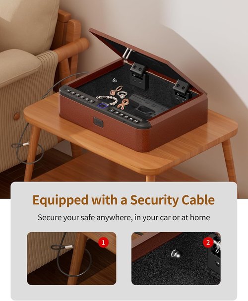 BILLCONCH Gun Safe - Biometric Pistol Safe with 4 Quick Access Methods | Antique Bronze Finish