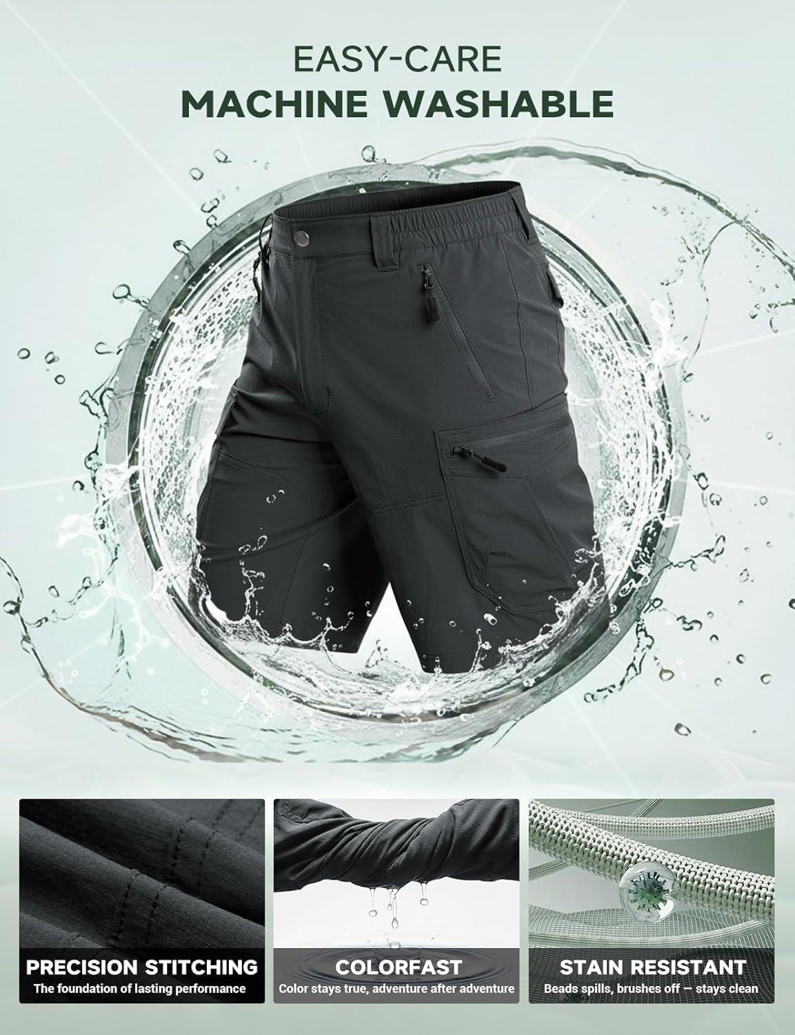 Moosehill Men's Hiking Shorts - Lightweight, Quick-Dry, Water-Resistant | 8-Pocket Design for Outdoor Adventures