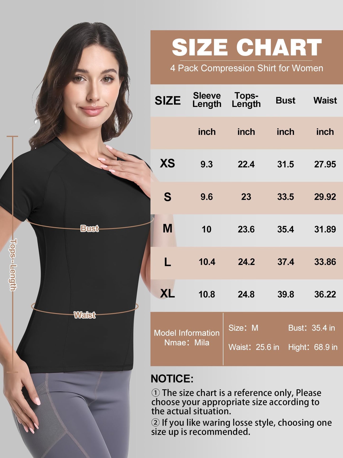 4 Pack Women's Compression Shirt Cool Dry Short Sleeve Underscrub Workout Athletic Tops Baselayer for Yoga Gym Running Small