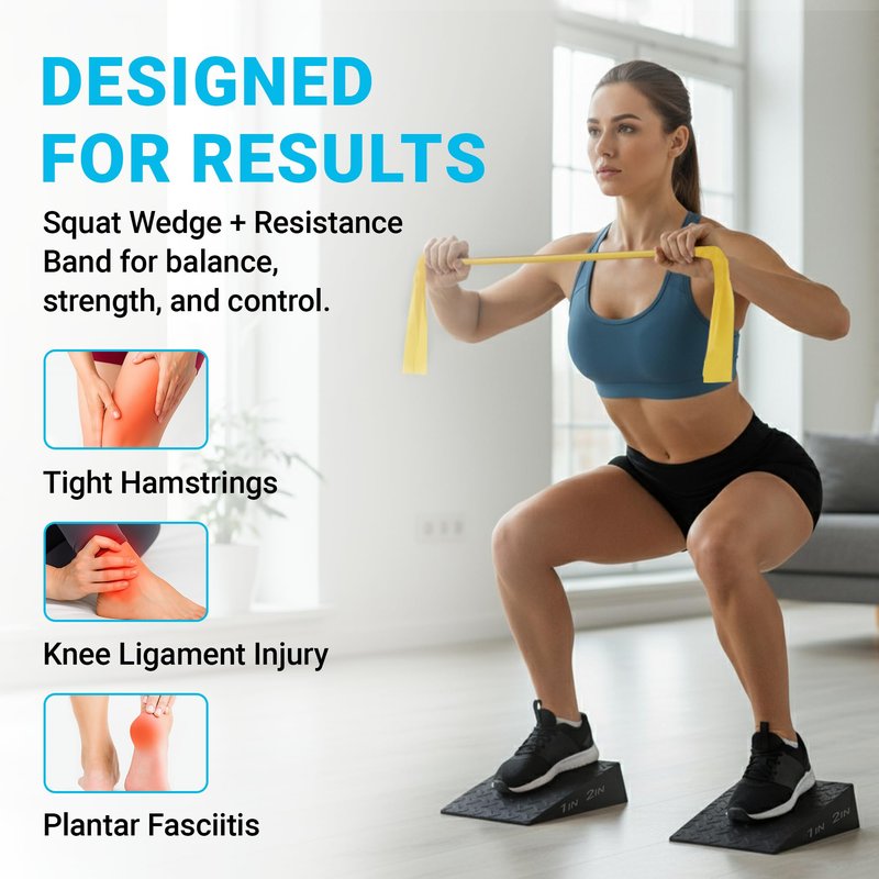 Uwaomah.Squat wedge, pack of 2, 1500 LBS Capacity, 1" & 2" Heel Elevated Squat wedge block of calf stretching & Physical Therapy, Foot Workout Wedge, Ankle Mobility, Portable Heavy Duty Blocks