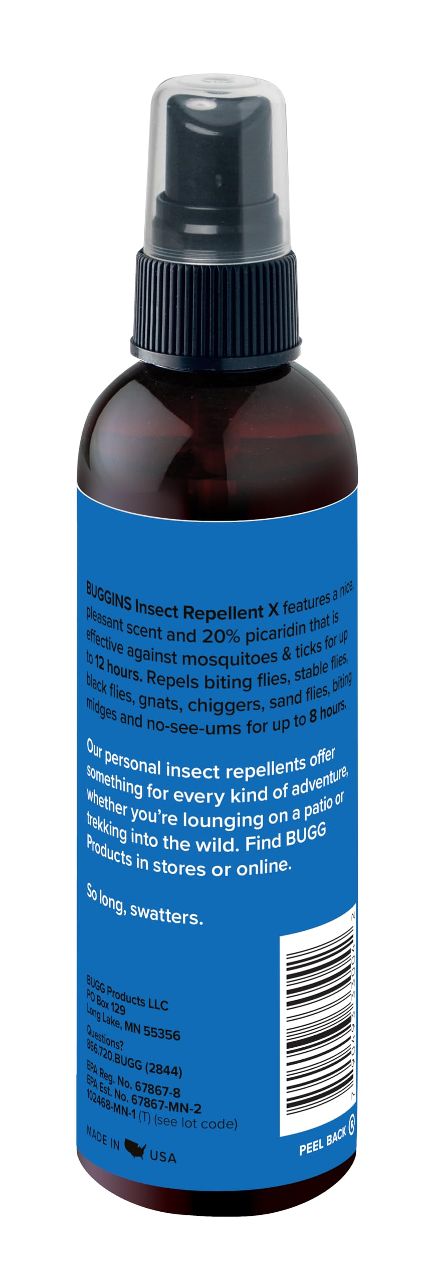 BUGGINS Insect Repellent Spray - 20% Picaridin - 4 oz Pump Bottle
