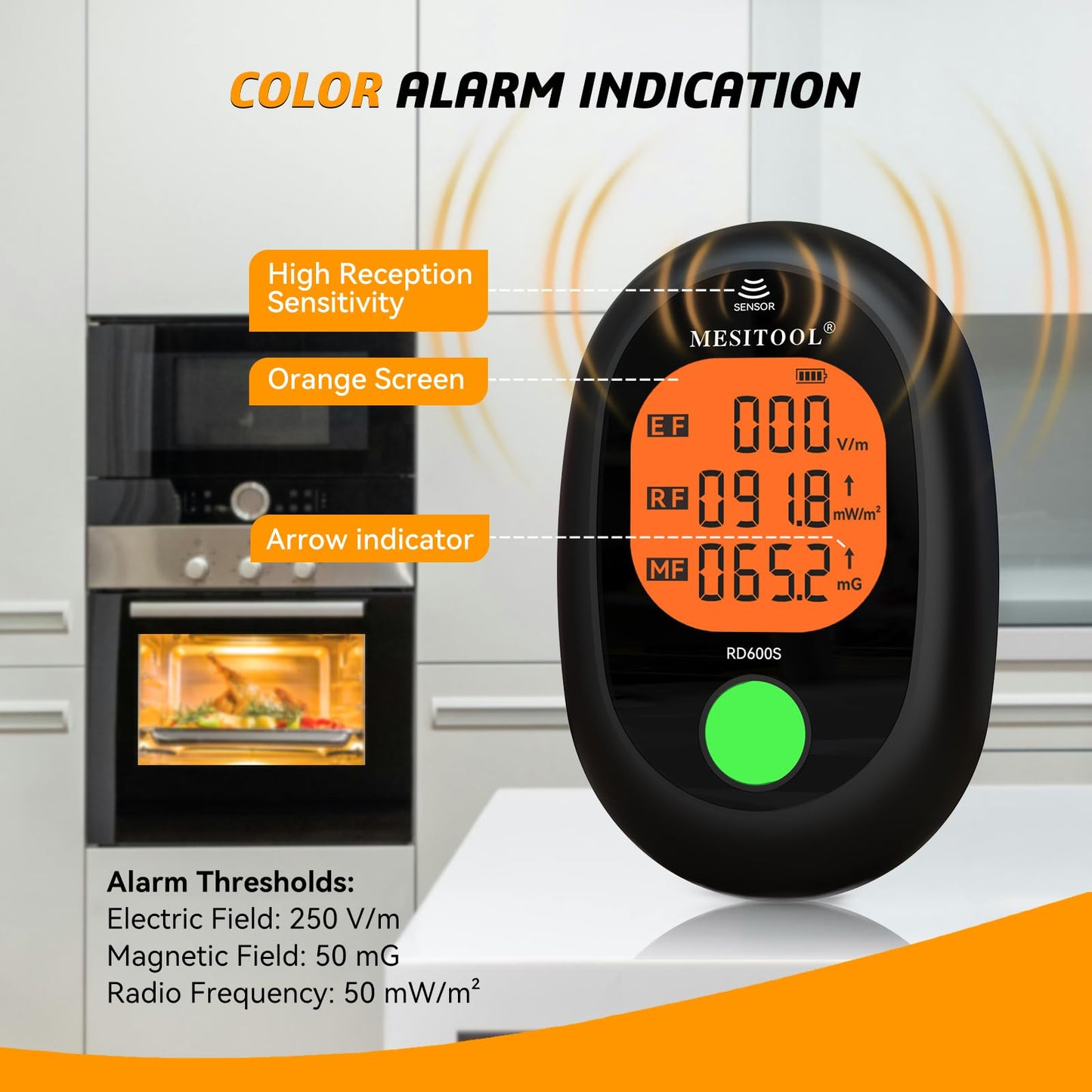 EMF Meter Digital Electromagnetic Field Radiation Detector Hand-held LCD 3 in 1 EMF Detector for EF/MF/RF,5G,WiFi for Home, Office and Outdoors (600S)