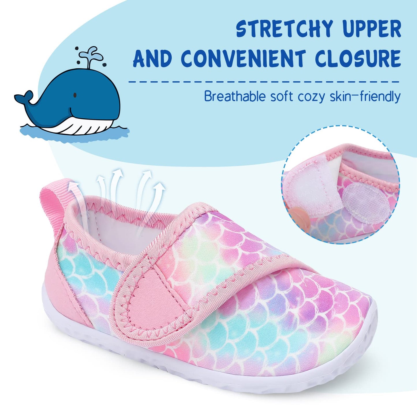 LeIsfIt Boys Girls Water Shoes Kids Aqua Socks Toddler Quick-Dry Swimming Shoes Non-Slip Summer Shoe for Beach Pool Surf, Pink Scale, 11 Toddler