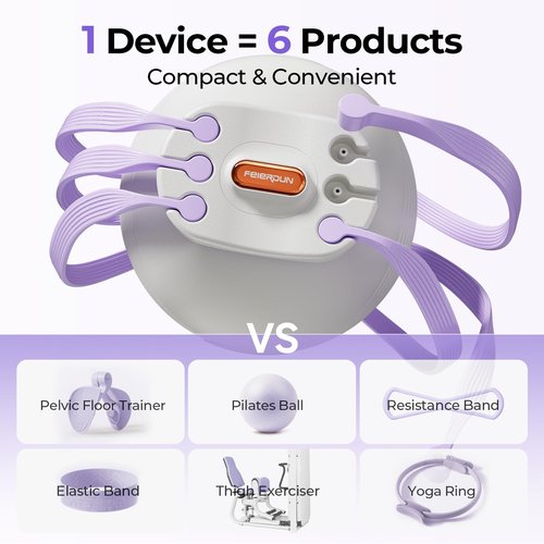 FEIERDUN Thigh Master, Kegel Exerciser, Pelvic Floor Muscle Trainer for Women, Adjustable 5-Level Resistance, Inner/Outer Thigh Leg Hip Glute Arm Toner,Leg-Shaping Ball-Purple