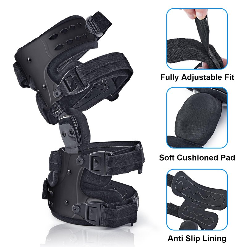 RISURRY OA Unloader Knee Brace- Unloader Knee Brace for Osteoarthritis, Arthritis Pain, Cartilage Repair, Bone on Bone Knee Joint Pain, Lateral Degeneration Knee Support (Black Right)