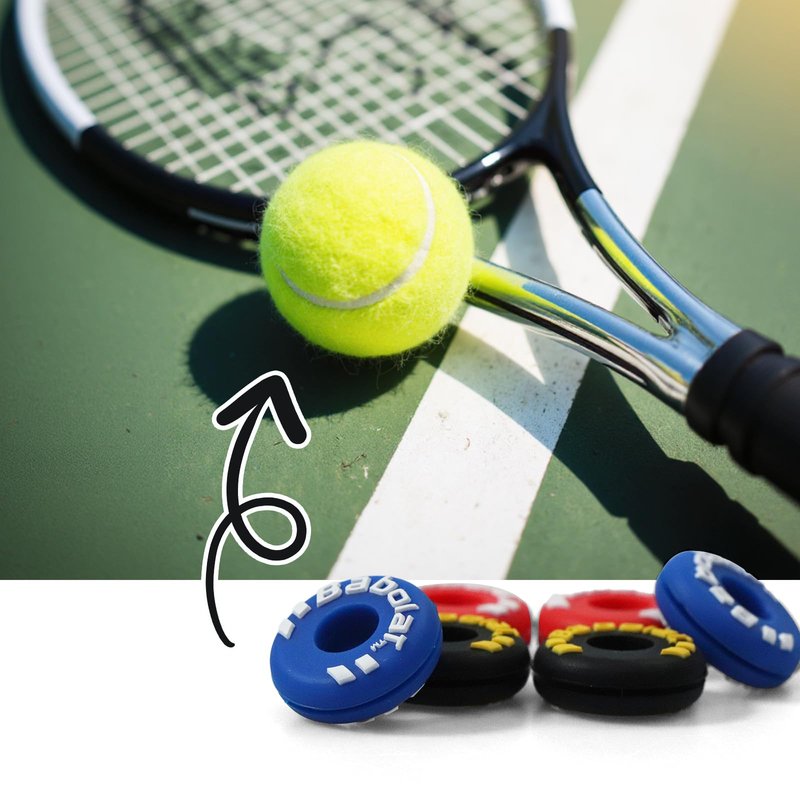 PHX Grove 6-Pack Tire-Shaped Tennis Racket Vibration Dampener - Shock Absorbers for Racquet Strings, Reduces Vibration, Noise and Arm Strain for Pain Relief - Durable Rubber, Easy to Install