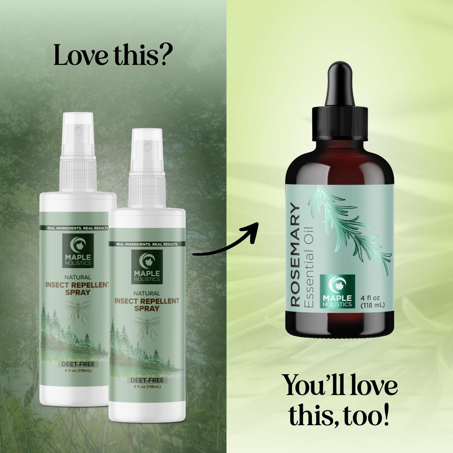 Natural Bug Repellent Spray for Body - DEET Free Bug Spray for Kids & Adults for Ticks Mosquitoes & Insects - Made with Citronella Rosemary & Lemongrass - Light Scent Vegan & Cruelty Free (8 Fl Oz)