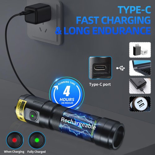 DARKDAWN UV 365nm Light Blacklight High Power, 20W Ultraviolet Flashlight USB-C Rechargeable with Black Mirror, 3 LEDs Mini Woods Lamp for Dog/Cat Urine Detector, Anti-counterfeiting Identification