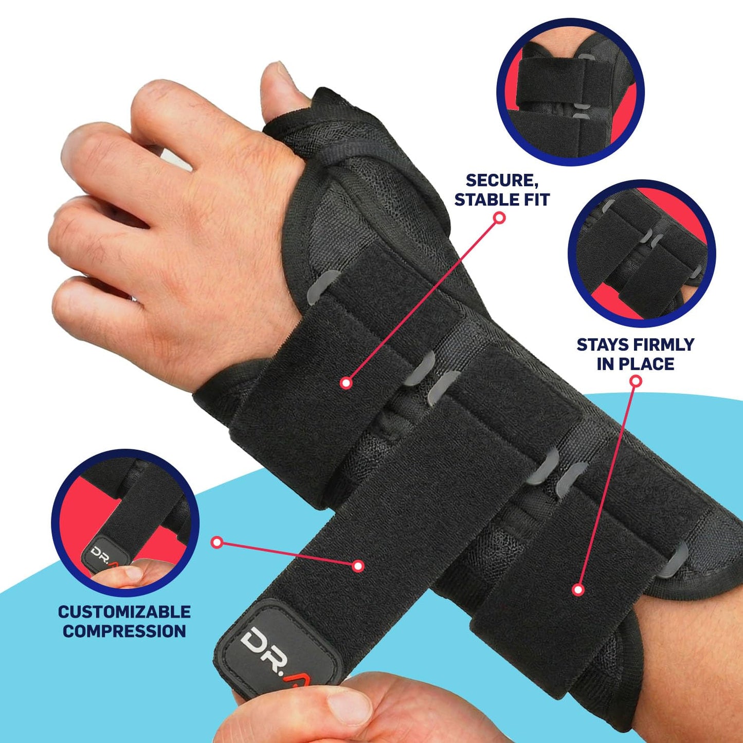 Doctor Developed Carpal Tunnel Wrist Brace Night Support, Thumb Spica Splint Left Hand for De Quervains Tenosynovitis, Tendonitis, Wrist Brace With Thumb Support-Small/Medium-Women & Men, Black