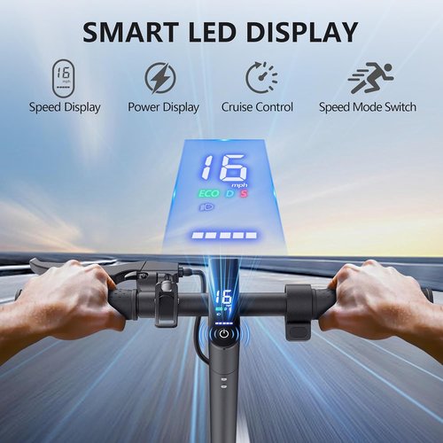 Maxshot Electric Scooter - 350W/500W Motor, 19-22 MPH Speed, 15-28 Miles Range, Foldable Design | Smart APP & Dual Braking Systems