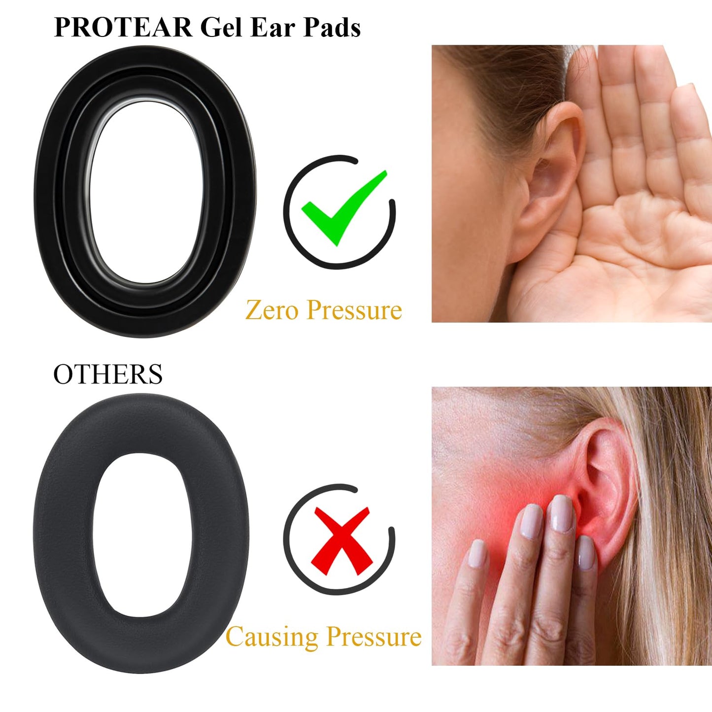 Soft Gel Ear Pads for 3M WorkTunes Series,Compatible with Peltor Sport RangeGuard TAC100 300 500 Shooting Range Earmuffs,Gel Ear Cushion,Hearing Protection Replacement Gel Ear Cups