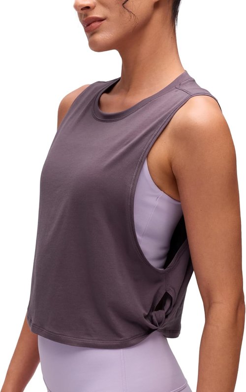 CRZ YOGA Pima Cotton Tank Tops for Women - Loose Sleeveless Workout Shirts | Athletic Gym Crop