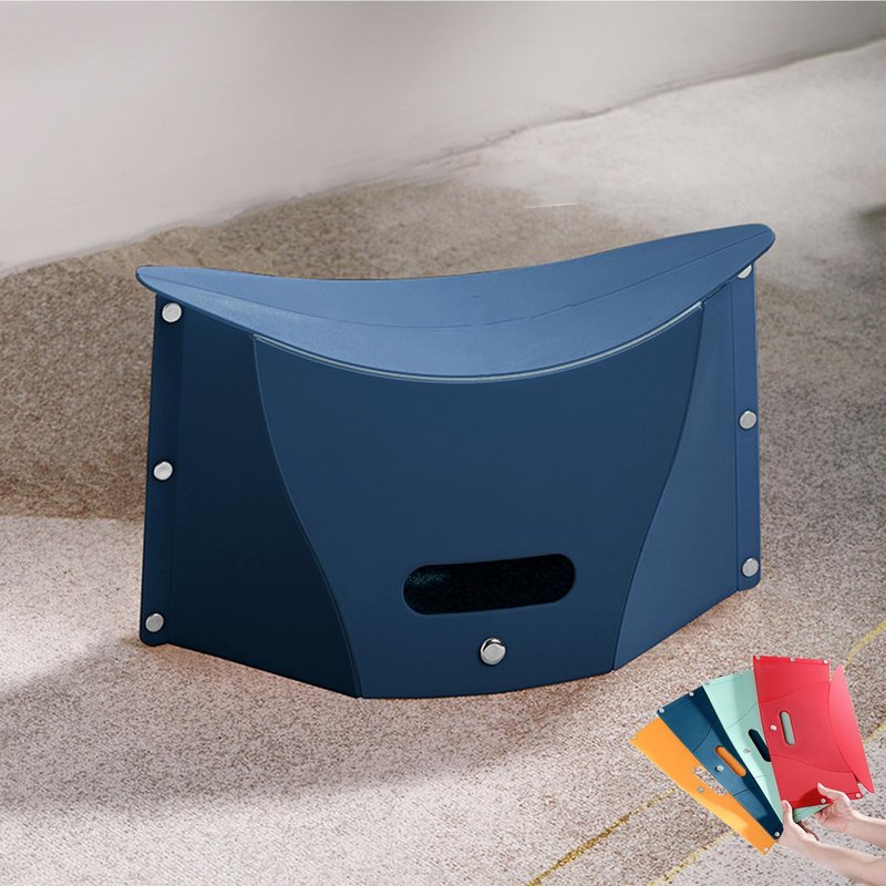COLLMORE Foldable Portable Stool, 0.5 in Effortless to Carry, Lightweight Collapsable Folding Chair for Hiking Picnic Camping Fishing, Footrest for Flight (Blue)