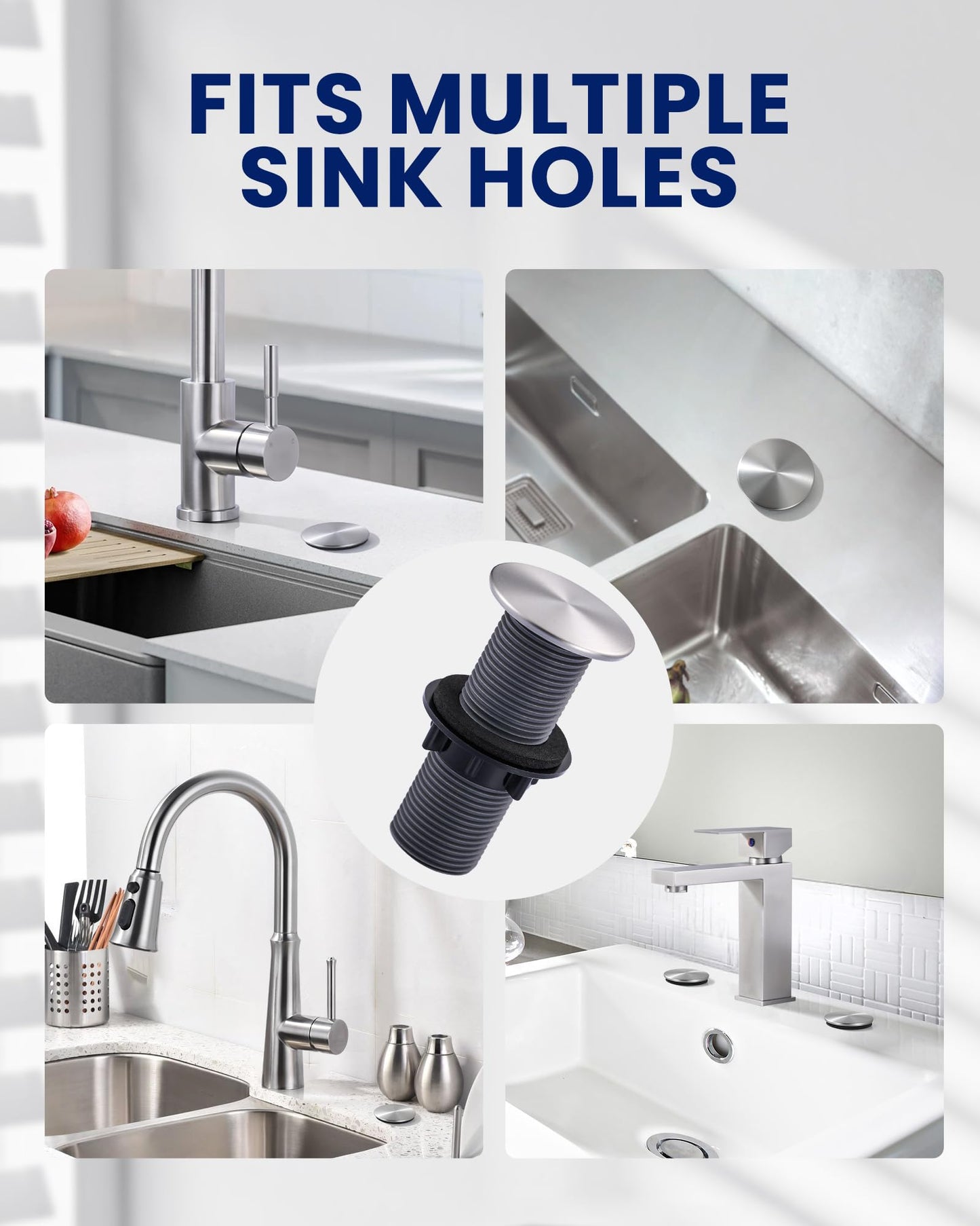 iVIGA Kitchen Sink Hole Cover,Faucet Hole Cover Stainless Steel,Wash Basin Sink Plug Tap Hole Plate Stopper Cover,Brushed Nickel