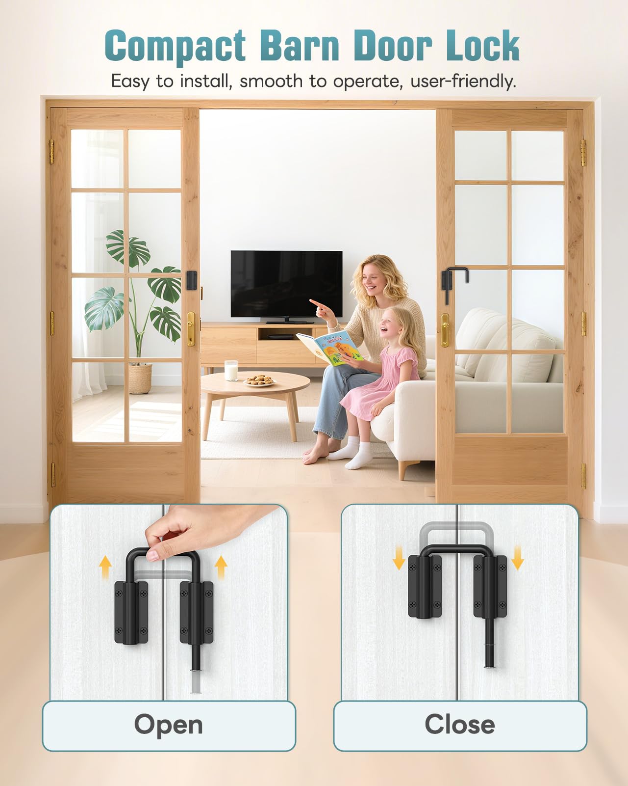 MeBantoo Updated U Patio Sliding Door Loop Lock Latch - 90/180 Degree Aluminum Alloy Security Bolt Lock for Barn, Garden, Fence Gate, Window - Multi-Angle Mounting (Black-1 PC)