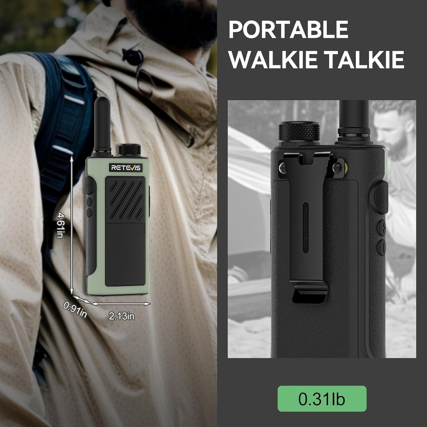 Retevis RB66P Walkie Talkies - Fast Charging, Long Range FRS Radios with 1500mAh Battery | 2 Pack for Camping & Hiking