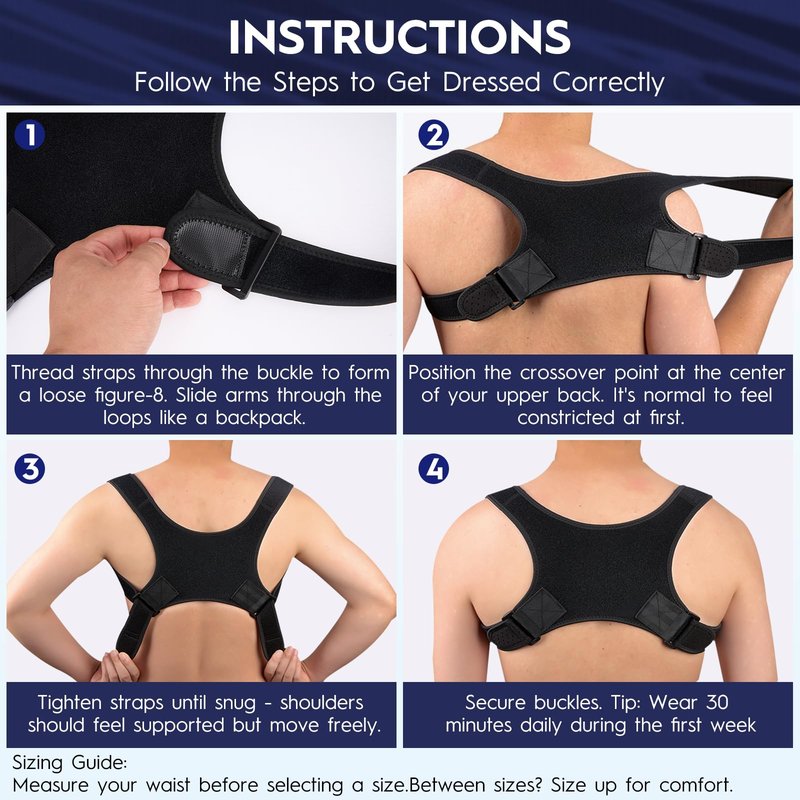 Aokyoo Back Brace Posture Corrector for Men - Bionic System Upper Back Support Shoulder Posture Brace for Women, Newly Adjustable Back Straightener Neck Pain Relief 004-L
