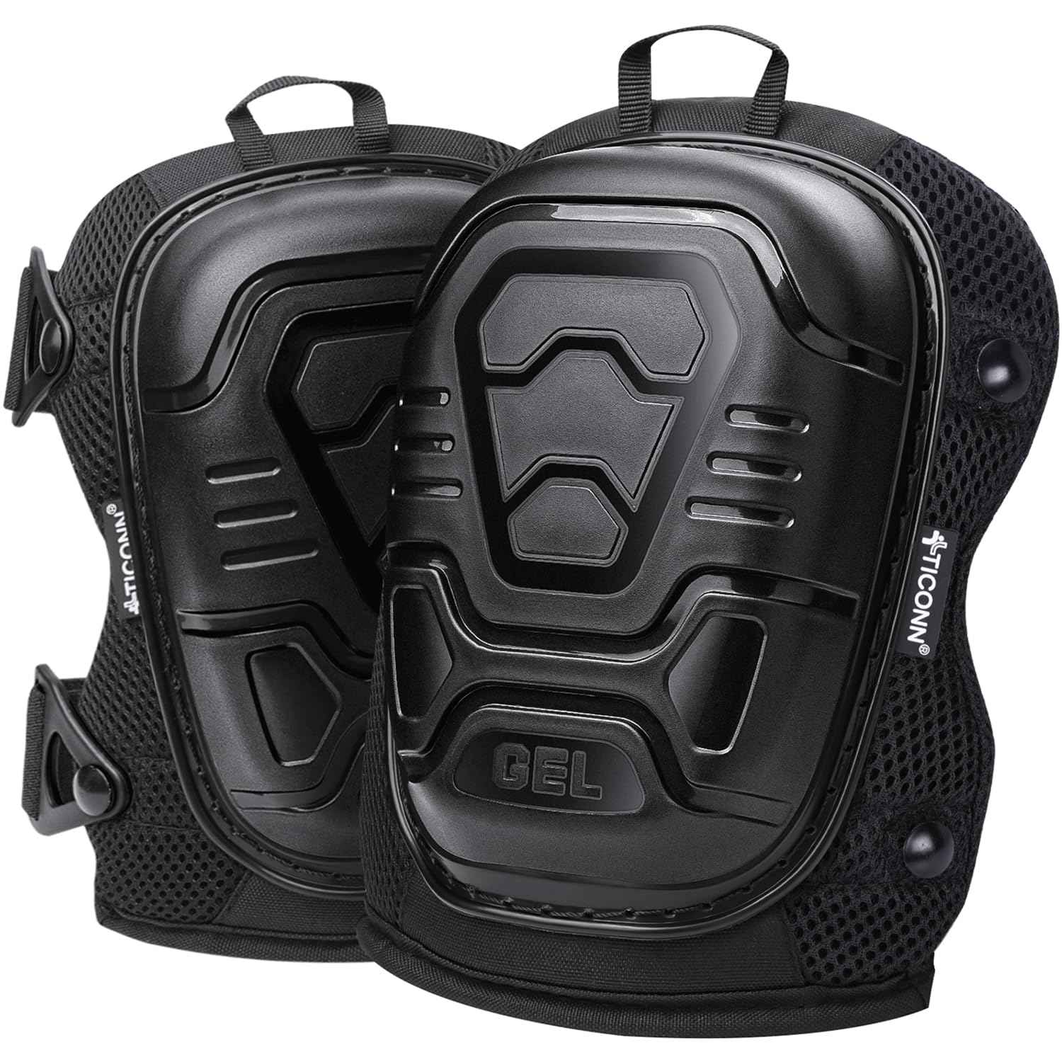 TICONN Gel Knee Pads for Work, Professional Heavy Duty Work Knee Pads for Men with Soft Foam and Gel Cushion for Men Construction, Garden, Flooring (Black)