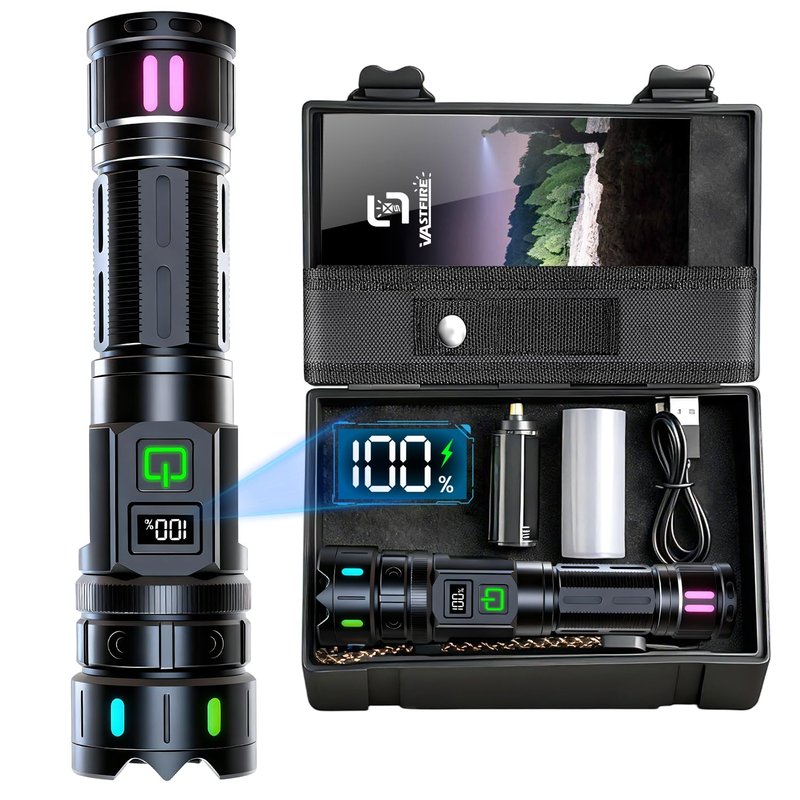 VASTFIRE Rechargeable Flashlights High Lumens, 30W Super Bright LED Flashlight with LCD Display, 3937ft Beam & 12H Long Lasting, High Powered Handheld Flash Light with Magnet for Home, Camping