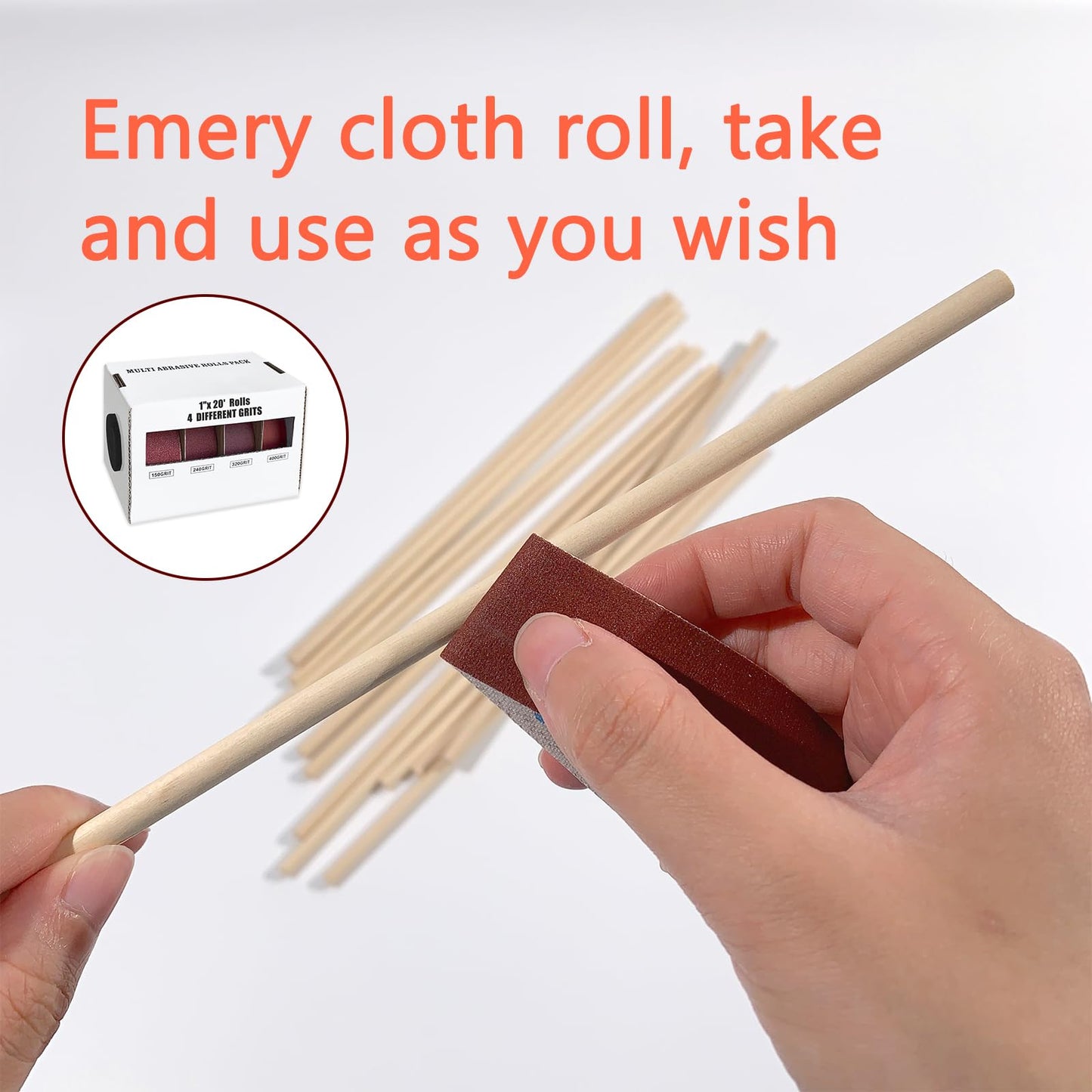 4 PCS Emery Cloth Roll, Sand Paper Assortment Pack Sandpaper 4 Grits Assorted for Wood Metal Sanding, Wet Dry Sandpaper 150/240/320/400 Grit