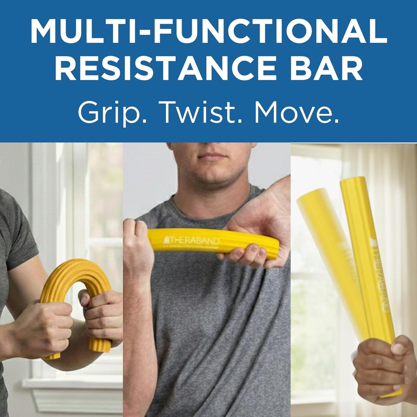 TheraBand FlexBar Resistance Bar - Extra Light Yellow Flex Therapy Tool for Wrist & Forearm Exercises