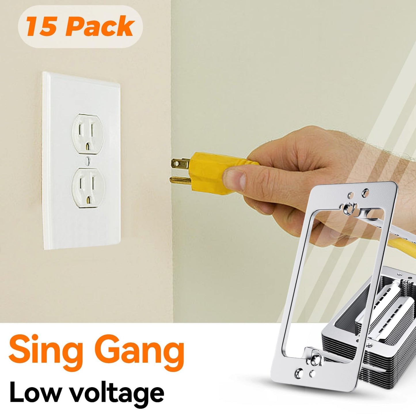 CHOWZZ 10 Pcs Low Voltage Mounting Bracket 1 Gang,Single Gang Drywall Brackets,Low Voltage Box Brackets for Drywall Outlet Cable Pass Through Wall Plates,Fixing Loose Outlets or Adding New Outlet