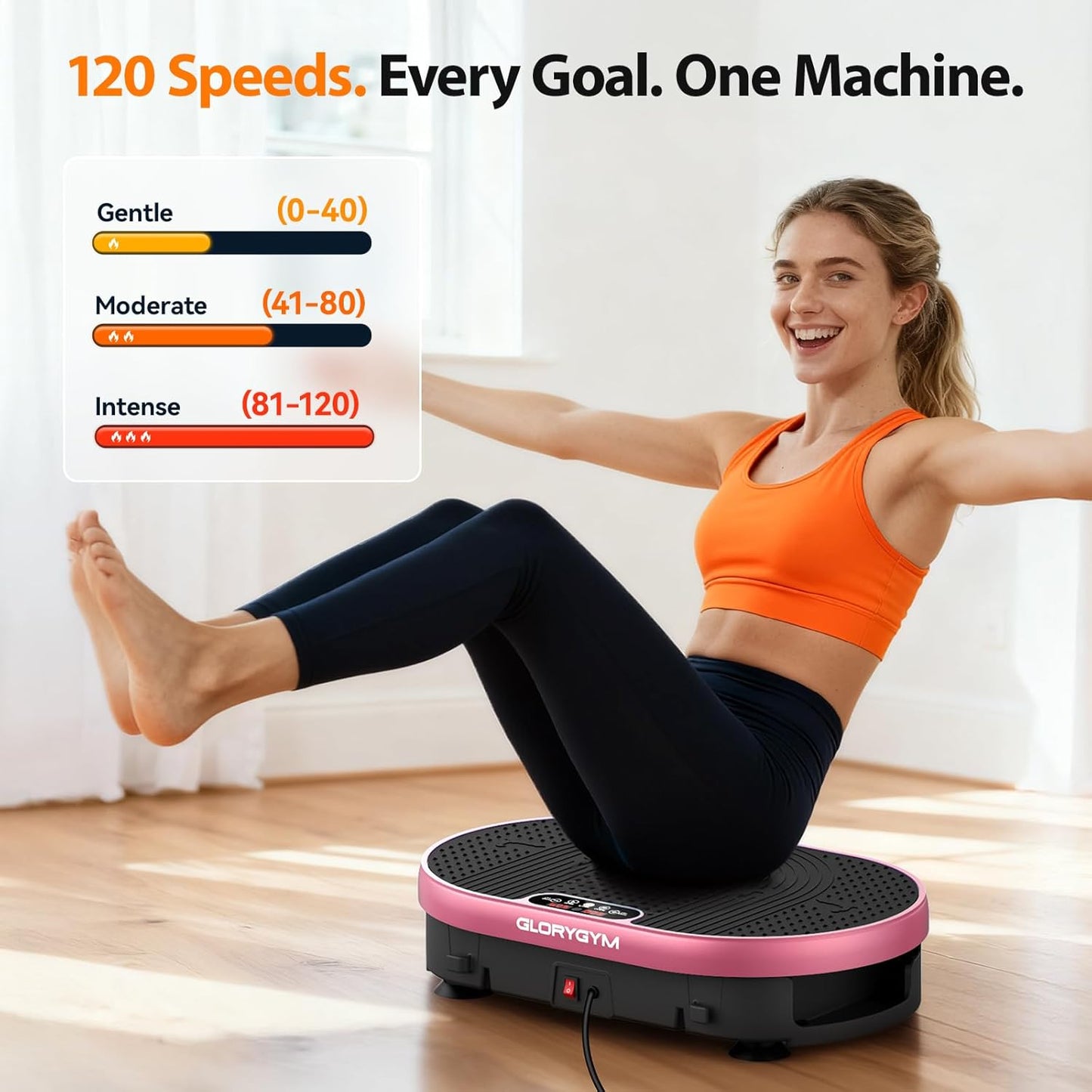 Skiennix Vibration Plate Exercise Machine - 120 Speed Levels, Remote Control, Compact Home Gym