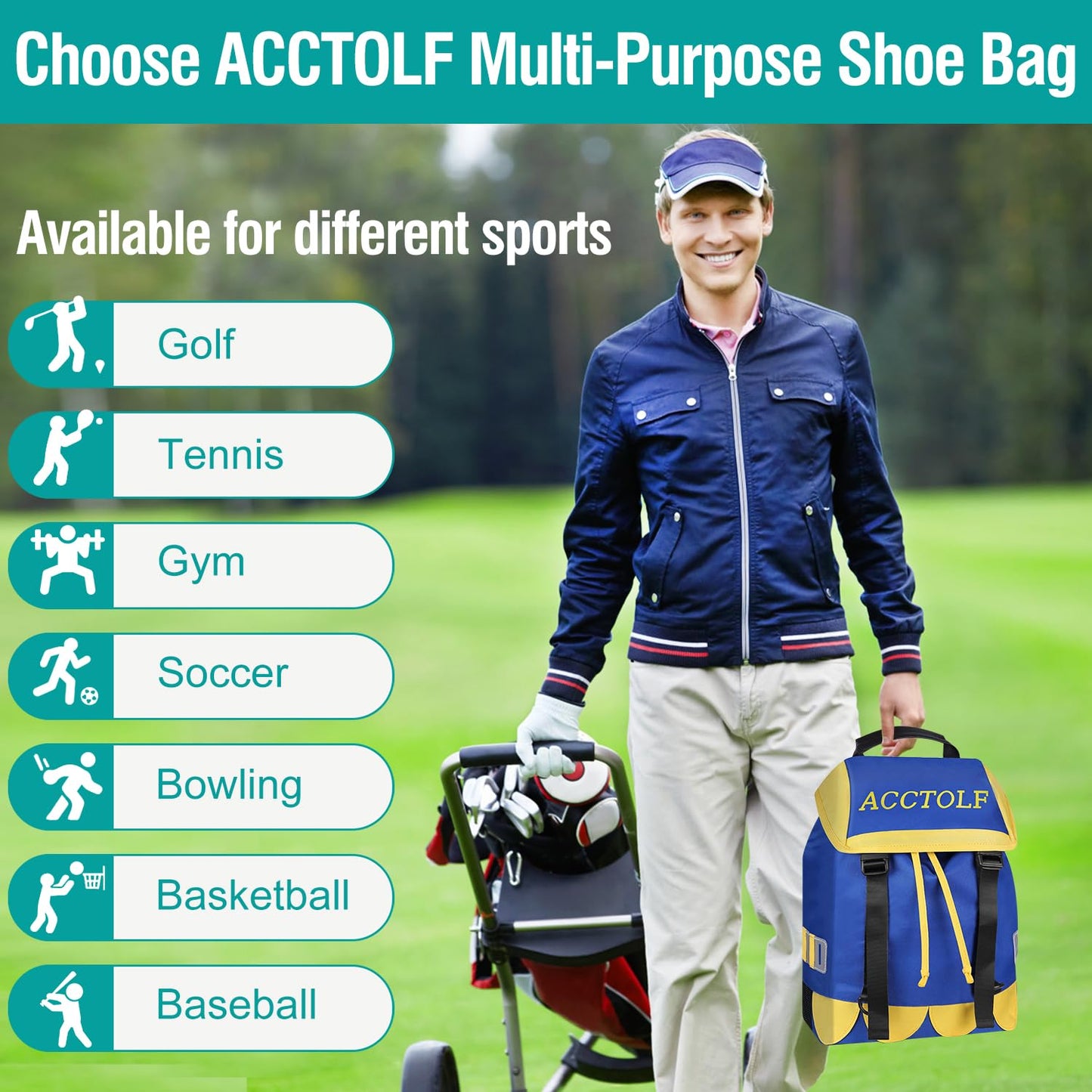Golf Shoe Bag, Shoe Bag for Men, Large Outdoor Shoe Carrier Bags with Handle for Multiple Sport Golf Shoes