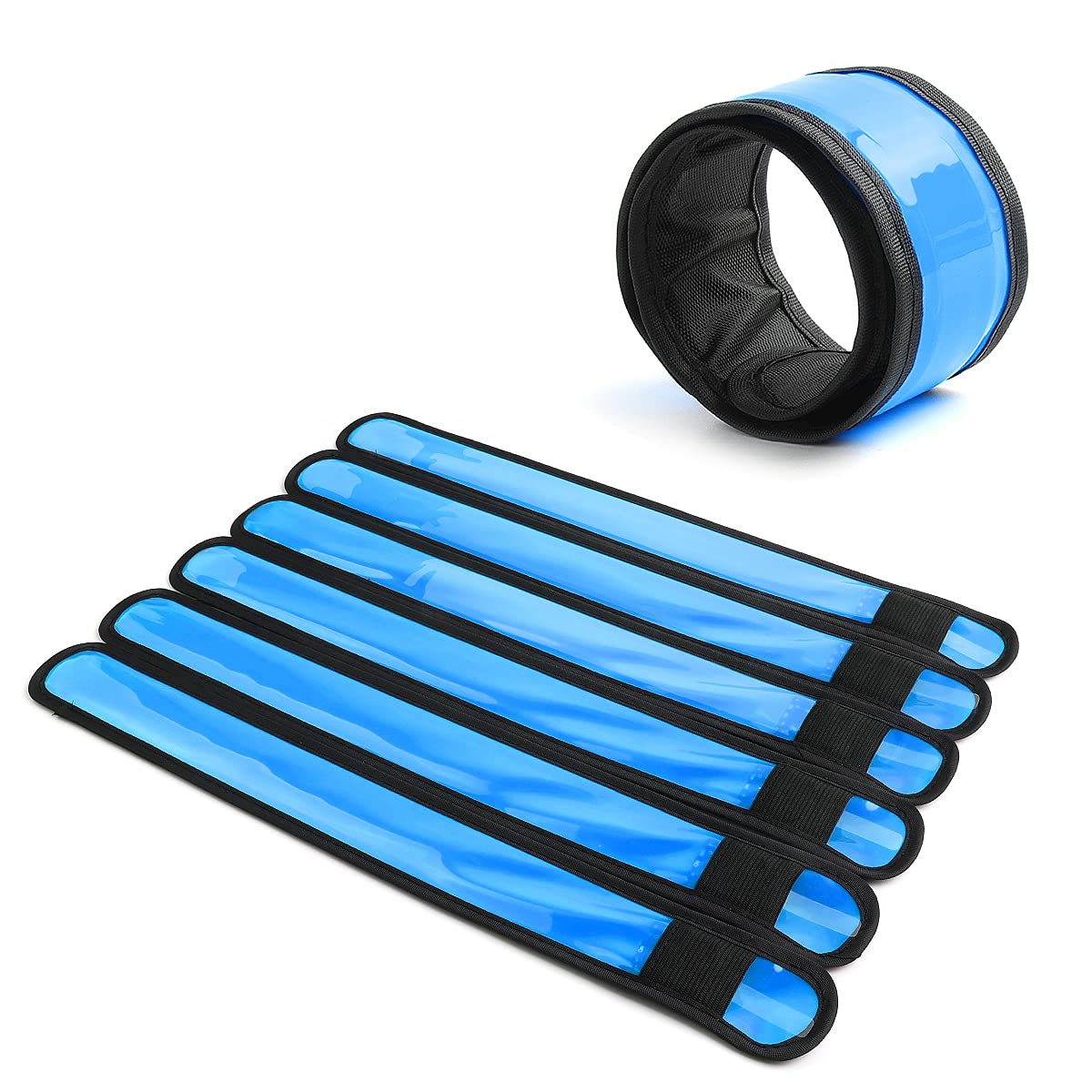 esonstyle 6 PCS Blue LED Light Up Band Slap Bracelets, Night Safety Wrist Band for Cycling Walking Running Concert Camping Outdoor Sports