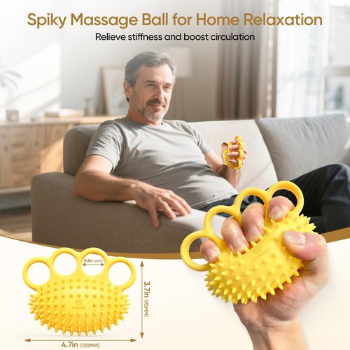 FitBeast Hand Exercise Ball Set–Stress Balls for Adults, Grip Strength Trainer Set for Rehab, Stress Relief, Arthritis, Carpal Tunnel, Hand Strength & Flexibility (3 Piece Set - Yellow Blue Red)