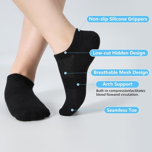 ATBITER No Show Socks - Women's Non-Slip Invisible Liner - 6 Pairs Low Cut Ankle Socks