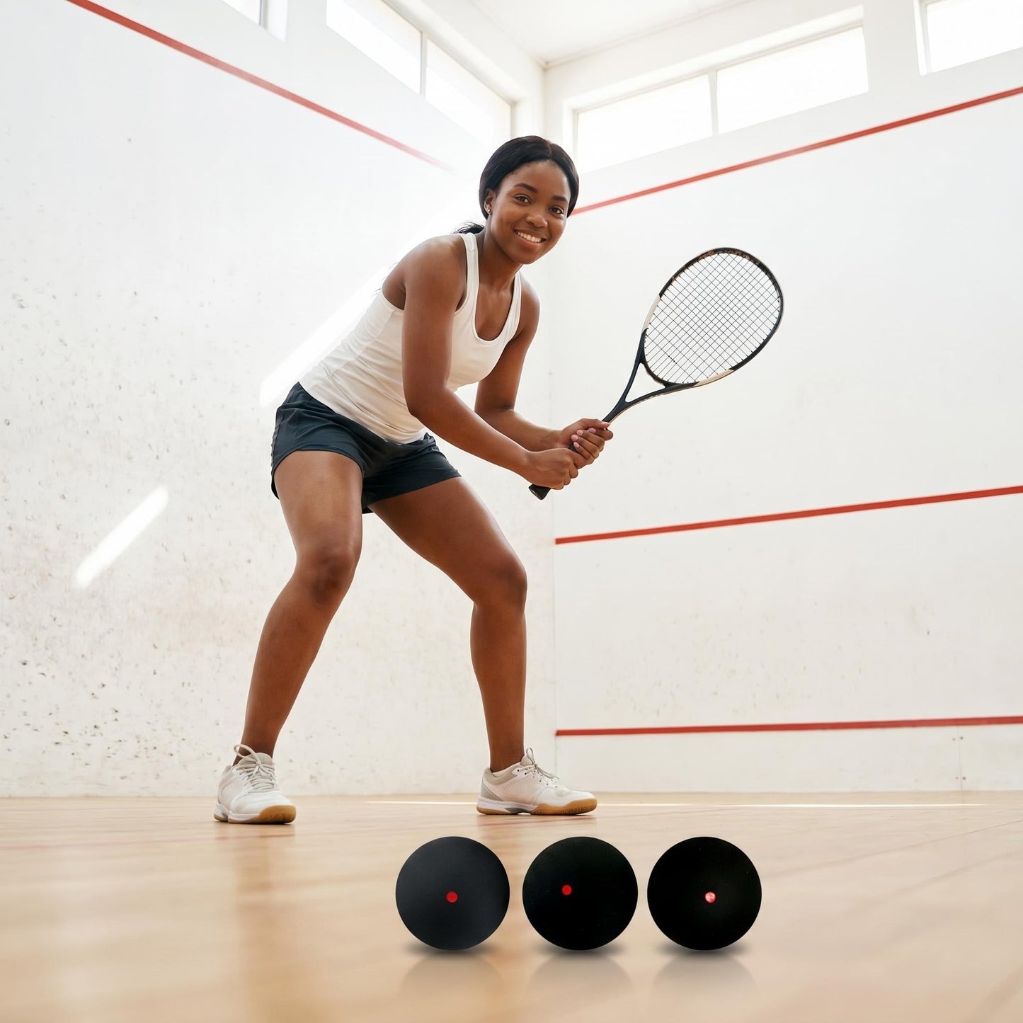 VisnzvLux 3 Pieces Black with Red Dot Squash Ball Custom Logo Professional high Elasticity Resistant to Play for Training and Practice