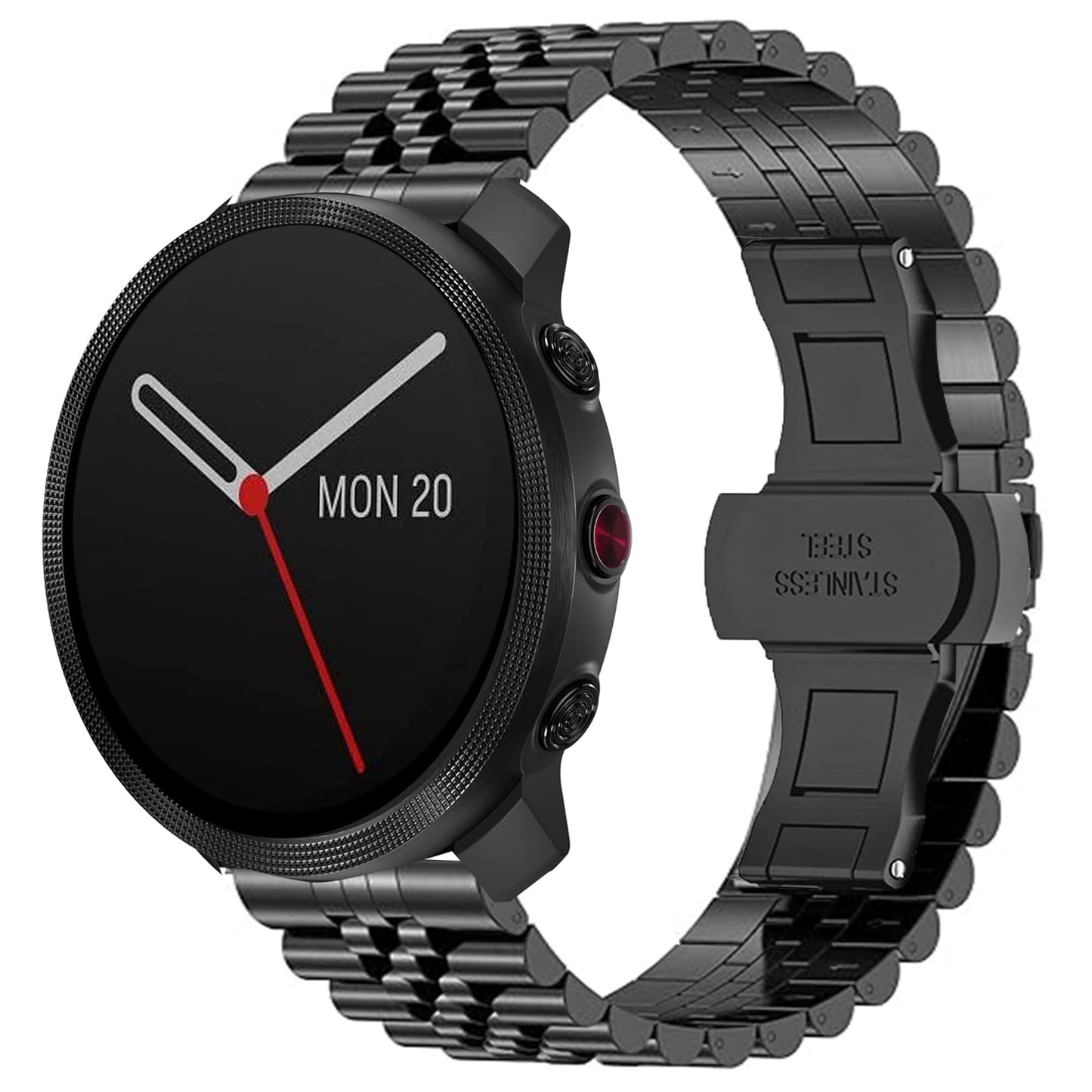 Compatible with Polar Vantage M3 bands, Lamshaw 22mm, 20mm Solid Stainless Steel Metal Band with Butterfly Folding Clasp Link Bracelet Compatible with Polar Unite, Ignite, Ignite 2, Ignite 3, Pacer, Vantage V3, Grit X, Grit X Pro, Grit X2 Pro, Vantage M,