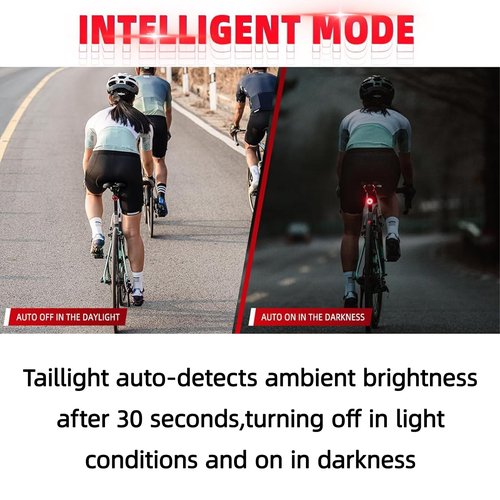 Bicycle Tail Light Rechargeable Waterproof, Sport LED Rear Bike Light, Red High Intensity Bicycle Taillight, Auto On/Off Rear Road Cycling Lights for Night Riding Safety Warning