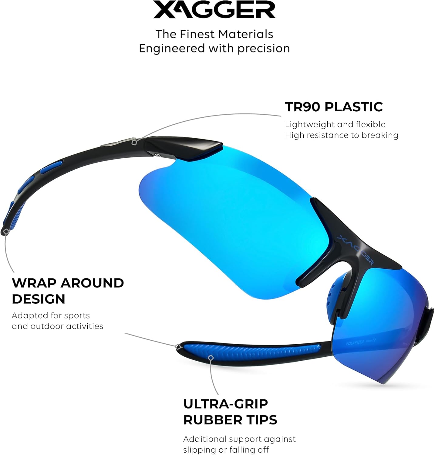 Xagger Kids Polarized Sports Sunglasses - Durable TR90 Frame for Boys & Girls | Ideal for Baseball & Softball