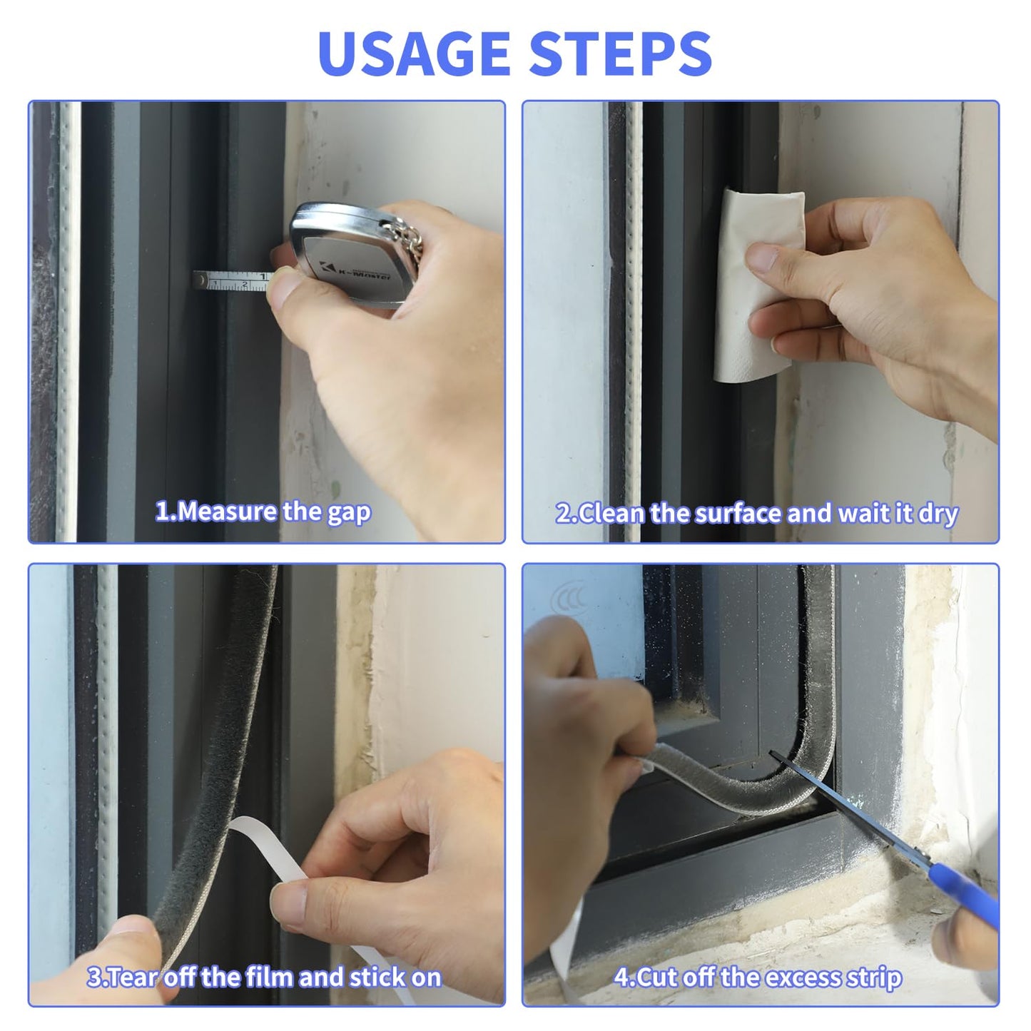 50Ft Self-Adhesive Brush Weather Stripping Door Seal 0.35" Wide x 0.2" Thick Neat Pile Brush Seal Strip for Doors and Windows Gray Soundproofing Weather Strip for Soundproof Windproof Dustproof