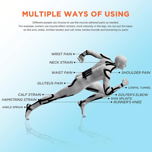 OK TAPE Kinesiology Tape 10 inches Precut, 20 Strips, Cotton Elastic Athletic Tape Latex Free, 2inch x 16ft, 2 Rolls Beige