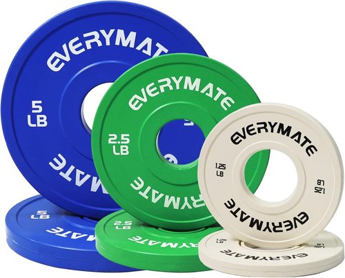 EVERYMATE Fractional Weight Plates Set - 1.25LB, 2.5LB, 5LB Olympic Bumper Plates for Strength Training