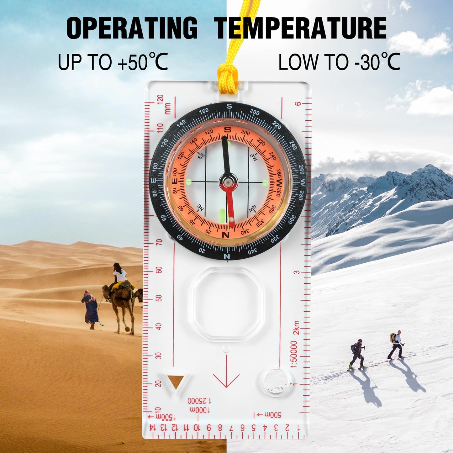 Eyeskey Multifunctional Military Sighting Navigation Compass with Inclinometer | Impact Resistant & Waterproof Compass for Hiking, Camping