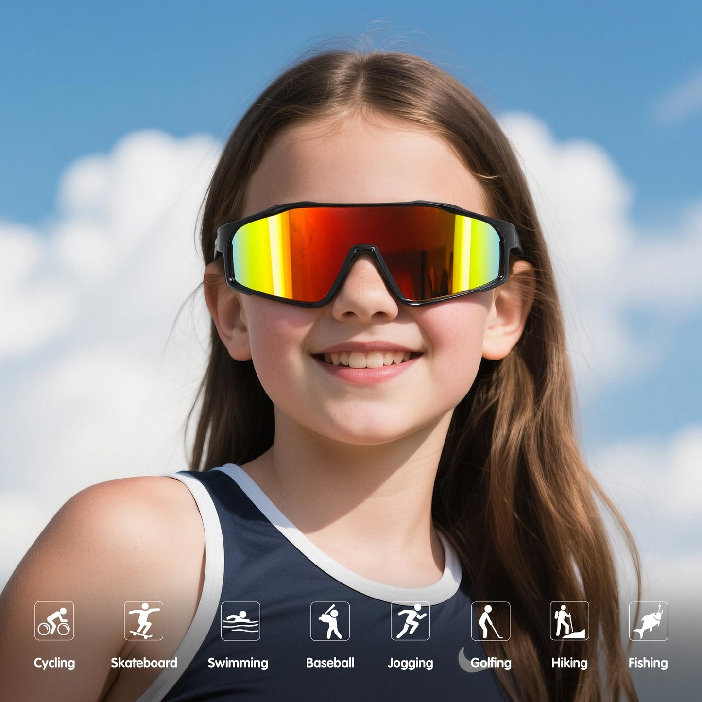 EYEBUDDY Kids Sunglasses Youth Baseball Sun Glasses Boys Girls Softball Sports UV400 Protection Goggles Age 6-12