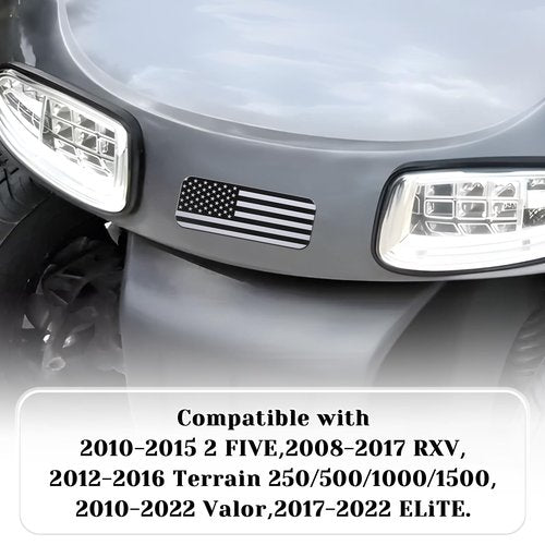 American Flag Plate, Fits E-Z-GO Golf Cart Front Name Plate Inserts Exterior Accessories, Fits EZGO 2008-2017 RXV, 2014-2022 TXT, 2010-2022 Valor, 2012-2016 Terrain, 2017-2022 Elite(Black & Grey)