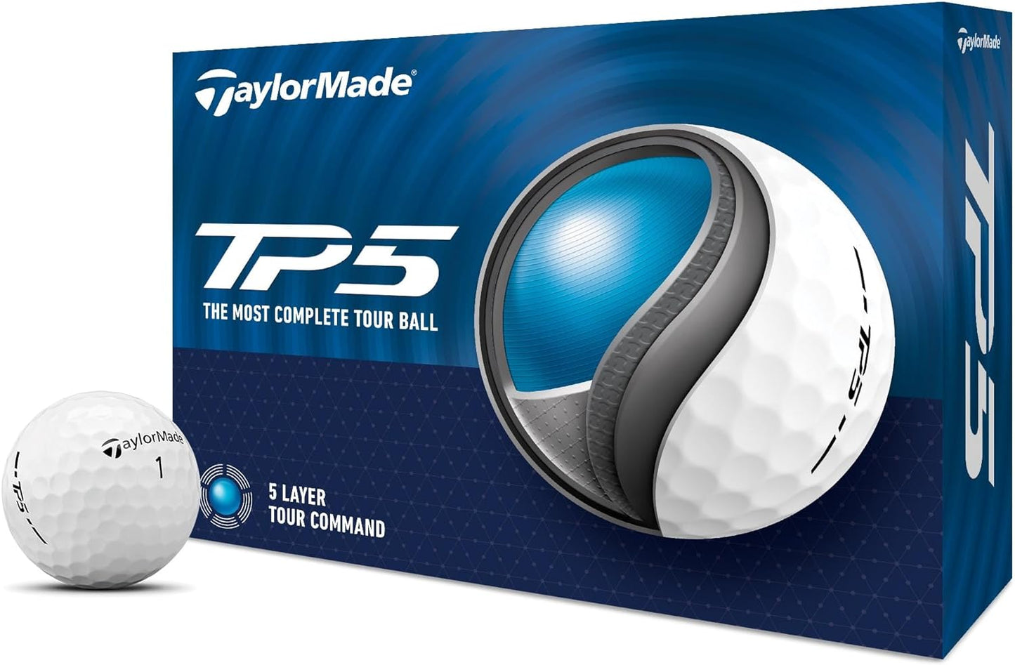 TaylorMade Golf TP5 Golf Balls - Premium Performance | One Dozen, Exceptional Distance & Control