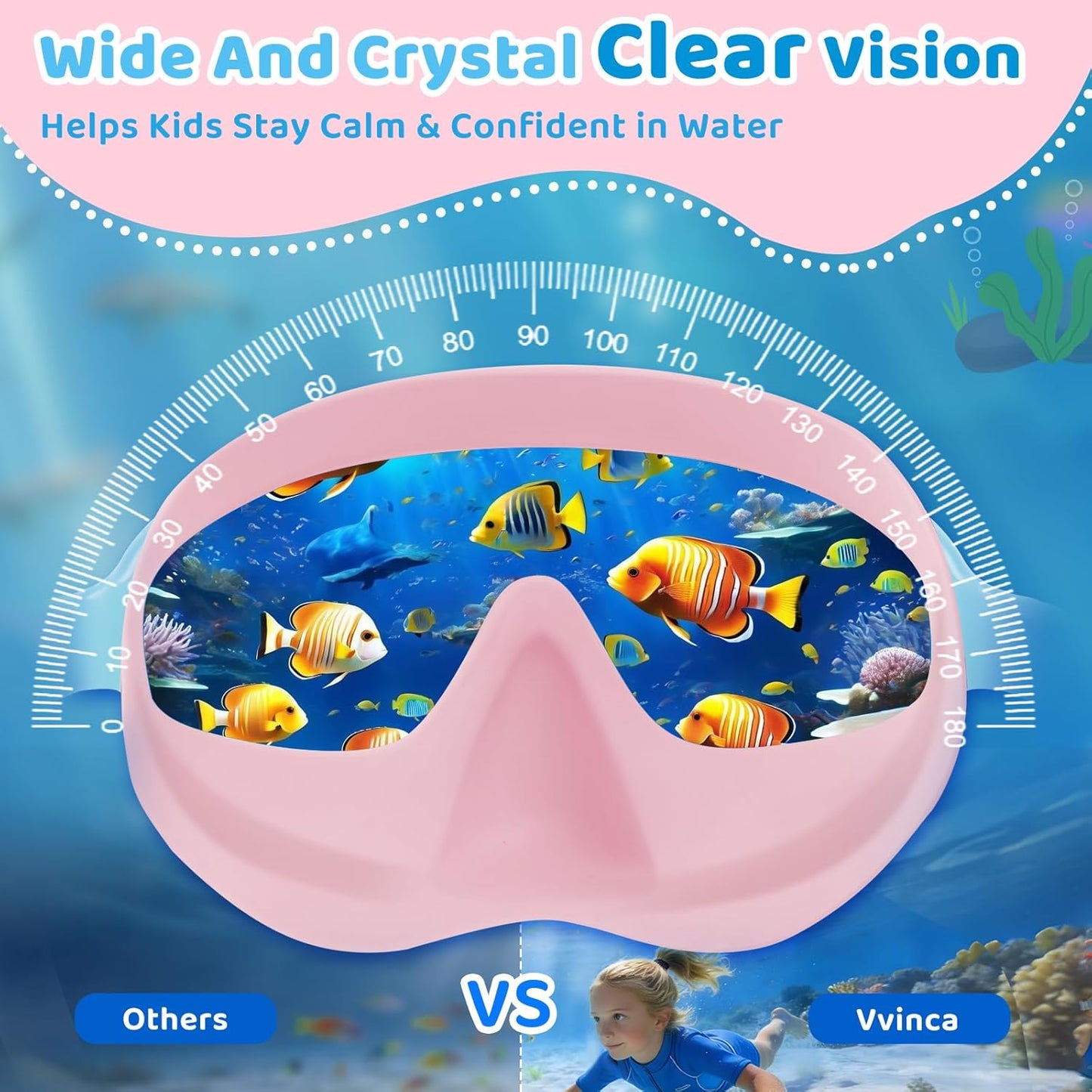 Vvinca Kids Swim Goggles - Anti-Fog UV Protection & Nose Cover | 2 Pack for Ages 3-14